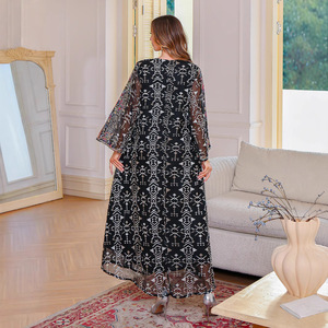 Luxury Embroidered Muslim Women embroidered tulle lace Kaftan <b>Dress</b> Dubai Abaya Maxi <b>Dress</b> Moroccan Jalabiya <b>Eid</b> Party Gown - Product Image 3
