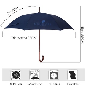 Paraguas Recto Azul Marino Extra Largo, 105 cm de Diámetro, Gran Cobertura, Ideal para Personas Altas y Uso Familiar - Product Image 3