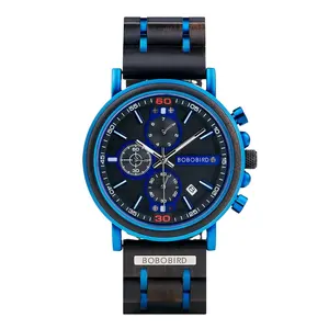 BOBOBIRDベストセラーメンズラグジュアリーウォッチ2018マルチタイムゾーンウッドウォッチメンズビジネスメンズ腕時計ネームカード付き