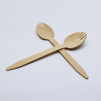 Ecologisch verantwoorde, wegwerp bamboe spork, FDA LFGB goedgekeurd, biologisch afbreekbare bamboe vork-lepel combinatie voor feestjes