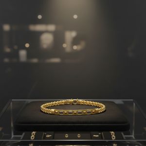 Classic Gold Link Bracelet with Geometric Center Design for <b>Men</b> and Women Elegant Heavy Chain Style Wrist Jewelry - Product Image 3