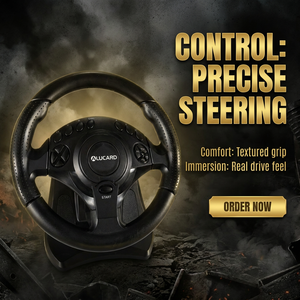 Volante de Carreras para Juegos con Vibración, 7 en 1, Programable, Cableado, Ángulo de Dirección de 270°, Plug and Play, Precio Económico, Venta al Por Mayor - Product Image 1
