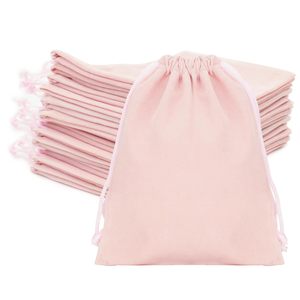 Pochettes à bijoux rectangulaires en velours doublées, sacs cadeaux réutilisables à cordon pour femmes, pour ranger les bijoux et les petites babioles - Product Image 1