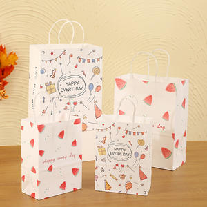 Vente en gros personnalisable style et impression HD qualité pas cher dessin animé pastèque bonbons nourriture fourre-tout papier kraft texte papier sac en papier - Product Image 6