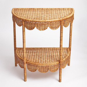 Table de rangement en rotin à 2 niveaux, étagère sur pied pour salon, pour livres et décorations - Product Image 4