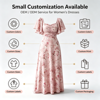 Robe longue maxi à col carré et manches volantées pour femme, taille froncée, coupe trapèze, en mousseline florale, idéale pour invitées de mariage, soirées et fêtes