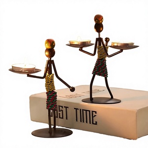 เชิงเทียนเหล็กชายแบบอเมริกันย้อนยุคอุปกรณ์ตกแต่งบ้านอีสเตอร์แบบลำลองสุดสร้างสรรค์สำหรับตกแต่งโต๊ะบรรยากาศ - Product Image 3