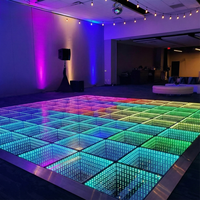 Piste de danse LED magnétique pour mariage, événements et fêtes, avec effet miroir infini 3D, panneaux de sol portables