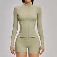Nouvelle Veste de Yoga Femme 2026 Tendance à Manches Longues avec Fermeture Éclair et Poches, Coupe Ajustée, en Spandex/Nylon, Séchage Rapide, Respirante, pour le Sport et le Fitness