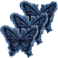 Patchs en jean papillon en gros, bords effilochés, appliques en jean vieilli pour vêtements, sacs, DIY, prêts à expédier