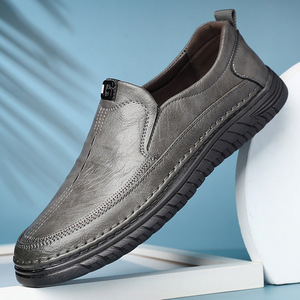 Mocasines de Cuero Casuales de Negocios para Hombre, con Suela de Goma, Color Gris Sólido, Hechos en Wenzhou - Product Image 1