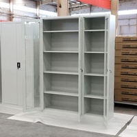 Armoire de classement en acier moderne à 3 portes avec vitrine en verre, meubles de bureau, armoire de rangement pour bureau, école, hôpital