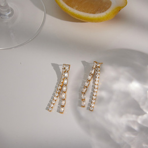 Geometric Crystal Stud Earrings Stainless Steel Channel Setting Party Jewelry - Product Image 3