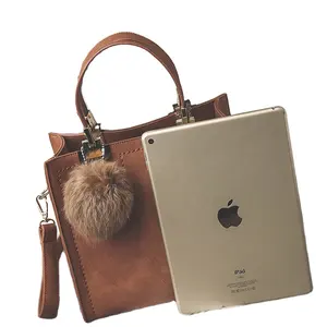 Bag Women's 2024 New Frosted Women's Bag Fur Ball Ladies Shoulder Diagonal Handbag Pu Leather Vintage Square Crossbody Bag