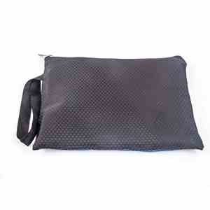 Custom Microfiber Towel <b>Bag</b>- Black Mesh Zippered Pouch with Wrist Strap - Transparent Section, Ideal for Gifts - Product Image 4