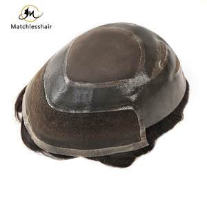 Peluca de hombre tipo <span class=keywords><strong>Oscar</strong></span> personalizada directa de fábrica, tupé de repuesto de cabello indio duradero de 6 pulgadas, sistema de cabello en stock de tamaño 8x10 - Product Image 1