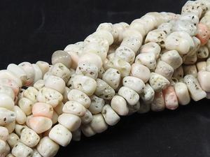 Perles de corail blanc brut polies, brin de 16 pouces, environ 4-8 mm, certifiées par un tiers, grossiste japonais, marque PMEGEMSBEADS, 10 brins - Product Image 2