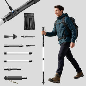 ไม้เท้าเดินป่าอเนกประสงค์ G03 5 ท่อน ทำจากอลูมิเนียมอัลลอย พร้อมไฟแบบชาร์จได้ พับเก็บได้ พกพาสะดวก - Product Image 1