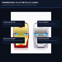 USB Flash Drive Bentuk Mobil Iron Man Gaya Baru, Metal Pen Drive 4GB 8GB 16GB 32GB 64GB USB 2.0, Tas pp, Penyimpanan Mudah, Transfer Data