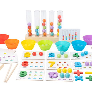 Jeu éducatif en bois pour enfants : jeu <span class=keywords><strong>de</strong></span> correspondance <span class=keywords><strong>de</strong></span> perles en tubes à essai pour l'apprentissage précoce <span class=keywords><strong>de</strong></span> l'arithmétique et le développement cognitif - Product Image 1