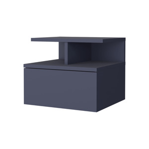 Table de chevet flottante Lee Ju, 1 tiroir, étagère ouverte, murale, Kronos Blue - Product Image 3