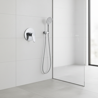 Ensemble de robinetterie de douche chromé, type pluie, avec douchette souple murale en laiton 2-en-1, pour baignoire, appartement, hôtel, système de robinetterie en céramique