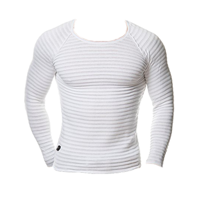 เสื้อยืดแขนยาวคอกลมทรงสลิมฟิตลายสก็อตสำหรับผู้ชาย น้ำหนัก 240 กรัม ผลิตจากโพลีเอสเตอร์/คอตตอน ผ้าฟอกแล้ว - Product Image 1