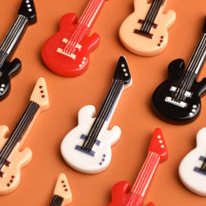 Mini Guitarra Eléctrica de Resina, Cabujón Plano para Manualidades, Accesorios Hechos a Mano, Dijes de Resina para Joyería - Product Image 4