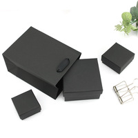 Boîte cadeau noire mate avec logo imprimé de luxe, en carton kraft personnalisé avec couvercle et base pour boîte à bijoux