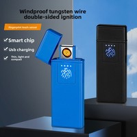 Nouveau briquet tactile rechargeable par USB, allumage double face, coupe-vent, ultra-fin, nouveau modèle de style chinois 605 créatif