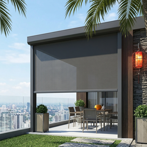 ZSTARR Black Motorized Smart Outdoor Blinds Roller Shades Zipper <strong>Screen</strong> <strong>for</strong> Privacy <strong>Patio</strong> Porch Backyard Pergola Gazebo Deck - Product Image 1
