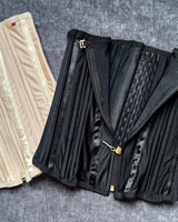 Corset amincissant à double fermeture avec fermeture éclair et crochets, haute compression, baleines en acier, pour femme, entraînement et post-partum