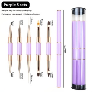 Professional Nail <b>Brush</b> Factory Customization Personal Brand Logo Double Headed Metal Pen Holder UV Nail <b>Brush</b> Set High Quality - Product Image 4