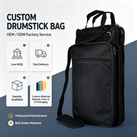 Sac de rangement portable pour baguettes de batterie BSCI avec bandoulière, étui pour accessoires d'instruments de musique pour batteur