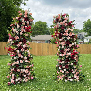 D-HOA056 Wholesale wedding horn flower arch backdrop rose horn flower arch artificial luxury horn flower arch silk for decor - Product Image 5