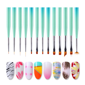 Ensemble de pinceaux à ongles en nylon durable, petits, plats, éventail, liner, ombré, pour la peinture au gel décorative et les pointes françaises - Product Image 3