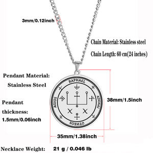 Archange Raphaël Roi Salomon Grimoire le Deuxième Pentacle de Vénus Amulette Talisman Bijoux Collier Pendentif En Acier Inoxydable - Product Image 4