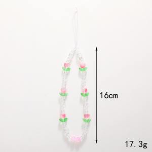 Heiße koreanische Version Handy kette Sweet Girl Pink Tulip Flower Beaded Handy Anhänger - Product Image 2