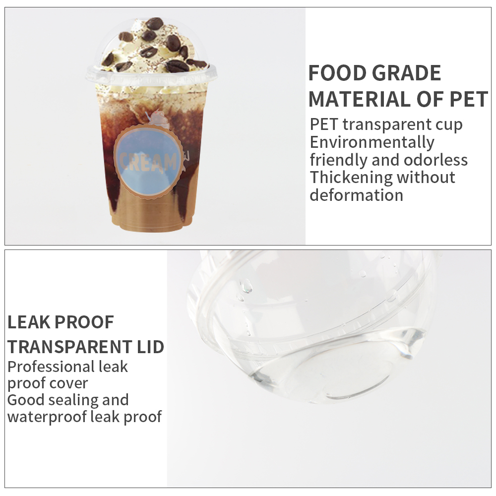 Disposable Plastic Cup with Lid Transparent Eco Custom Logo Printed Clear PP PET Customized Bubble Tea Cups BF 3- 7 Days CN;ZHEPopular