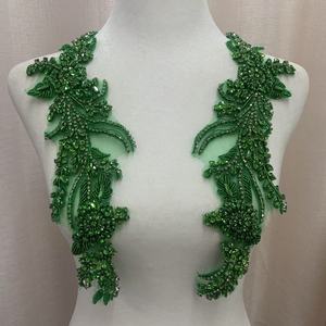 Applique en dentelle 3D brodée main 18 couleurs avec perles et strass en verre, pour robe de mariée, vêtement DIY, <span class=keywords><strong>diamant</strong></span> - Product Image 6