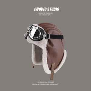 قبعة طيار عتيقة للرجال قبعة شتوية لركوب الدراجات في الهواء الطلق قبعة سميكة للتزلج في الطقس البارد - Product Image 2