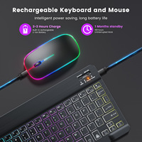 Mouse dan Keyboard Nirkabel Backlight untuk Tablet PC, Smartphone, dan Komputer Windows, iOS, Android, Kombinasi Mouse dan Keyboard Mini BT
