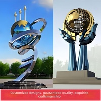 Esculturas Metálicas de Acero Inoxidable Pulido Hechas a Medida, Esculturas Metálicas Curvas Huecas Contemporáneas en 3D, Estatuas de Arte Metálico de Lujo para Piscinas de Resorts