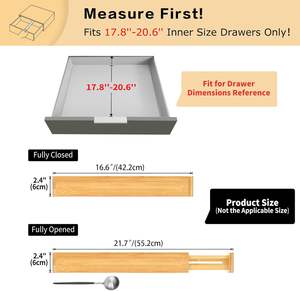 طقم منظم درج قابل للتوسيع من الخيزران JQ من 4 مقسم مطبخ لأدوات المائدة وأواني التخزين - Product Image 2