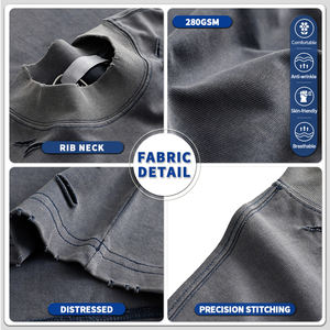 Camisetas Personalizadas para Hombre, 300 g/m², Talla Grande, 100% Algodón, Lavado Ácido, Impresión Serigrafiada, Corte Cuadrado - Product Image 4