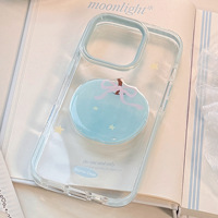 Coque de téléphone souple transparente bleue avec peinture à l'huile 3D, style frais pour iPhone 18, 17 Pro Max, 16 Pro Max, 14, 13 Alibaba.co...