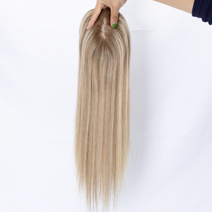 Topper per <span class=keywords><strong>capelli</strong></span> umani vergini Remy con base in seta per <span class=keywords><strong>donna</strong></span>, biondo, con clip, per <span class=keywords><strong>capelli</strong></span> diradati - Product Image 1
