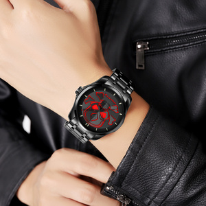 Reloj cronógrafo redondo para hombre, reloj de pulsera de lujo de acero inoxidable, reloj de cuarzo resistente al agua 30M - Product Image 1