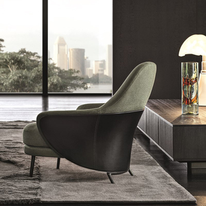 Sillón de salón de cuero y tela otomana, nuevo diseño - Product Image 3
