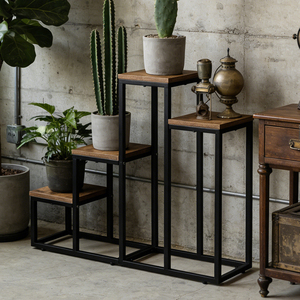 Support <span class=keywords><strong>à</strong></span> plantes en métal <span class=keywords><strong>à</strong></span> 4 niveaux, étagère <span class=keywords><strong>à</strong></span> fleurs sur pied, support <span class=keywords><strong>à</strong></span> plantes en bois et en fer pour la décoration <span class=keywords><strong>de</strong></span> la maison - Product Image 4